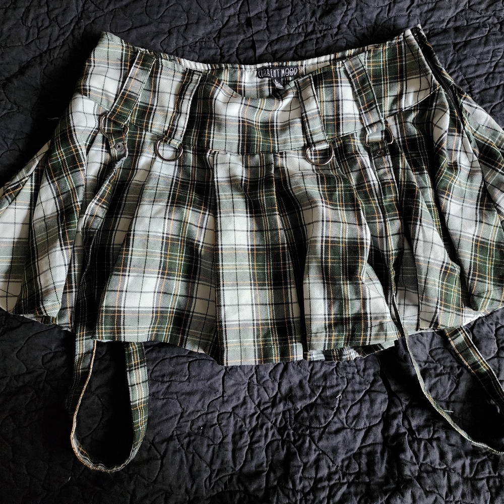 Green Plaid Mini Skirt